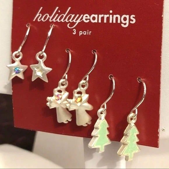NOC Holiday Dangle Fish Hook Earrings 3 Pairs FLAW - Picture 1 of 4